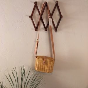 Rattan basket crossbody bucket bag boho chic purse